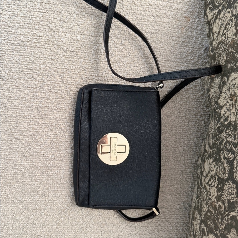 Kate Spade Black Crossbody Bag with Gold Accent
